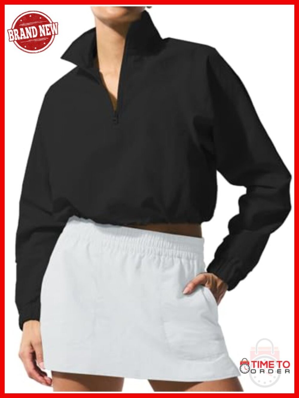 Lightweight Crop Quarter Zip Pullover Athletic Jacket